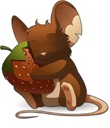 Mouse hugging a fraise