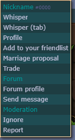 Player menu