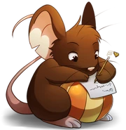 Mouse writing a letter on a ball