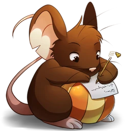 Mouse writing a letter on a ball