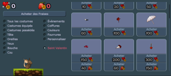 Valentine's Day 2013 shop, with heart coins as the currency