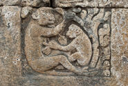 Monkey sculptures, Borobudur, Java, Indonesia