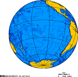 Orthographic projection centred over Pitcairn Island