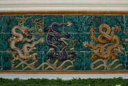 Chinese dragons sculpture on the wall