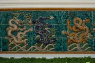 Chinese dragons sculpture on the wall