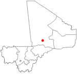 Map of  with Timbuktu highlighted in red.