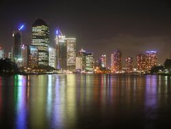 The skyline of Brisbane, Australia at night.