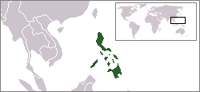 Map showing the location of the Phillippines.