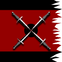 A Pirate flag depicting four daggers pointing towards the centre of the flag.