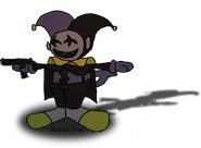 Jevil pose in the cameras and Office as a placeholder for Hourglass in the alpha version of the game.