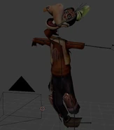 A behind the scenes shot of Ink-Blot Goofy for Memories Mode.