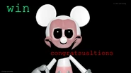 Ditto, but with the text "win" and "congratulations", and brightened to reveal a "teaser" for Five Nights at Treasure Island.