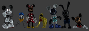 A render of The Face along with Oswald, Pluto, Photo-Negative Mickey, Impurity, Disembodied and Mortimer.