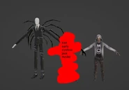 Jeff The Killer and Slenderman alongside an early model of Eyeless Jack.
