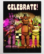 Perhaps the most strange unused texture within the files is this texture of the "Celebrate!" poster from the original Five Nights at Freddy's. This was found amongst various texture files for Floor 1 of Pirate Caverns. It was later revealed that an easter egg was planned to be added where the Cactus Kid poster in the Office would rarely change into the "Celebrate!" poster from the original Five Nights at Freddy's.