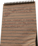 The Night 2 notepad message.