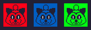 Ditto, but after pressing Blue.