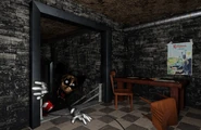 A beta version of the phase one section of Floor 1, having The Face in a different pose and placement where he would've appear in.
