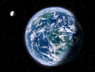 Ein Planet mit Mond
