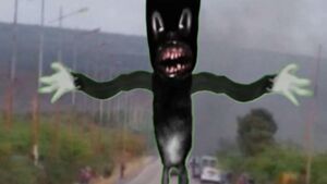 The Cartoon cat Chasing Humans in a Road