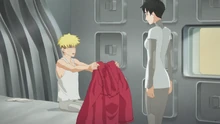 Luida gives Vash a red jacket