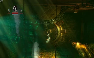 Zoya's Grapple Hook atached to a big drum