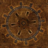 Roman numerals on a cog.