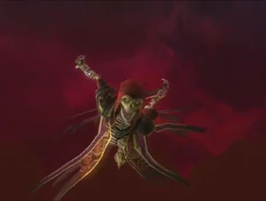 The Skeleton Wizard flying