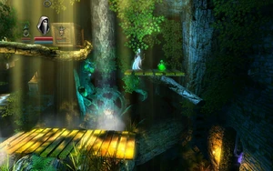 Zoya about to pick up an Experience Vial.