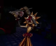 Sun admiring the player's work before shredding it.