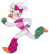 A sketch of Chica running.