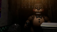 Toy Freddy standing in the office.