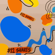 An animated banner for Roxy Road Shakes.