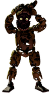 A render of Springtrap lifting his mask.