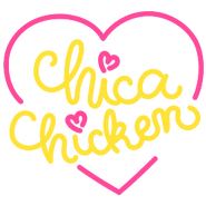 A neon sign of Chica's name.