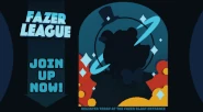 An animated Fazer Blast banner advertising the Fazer League featuring Freddy.