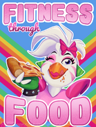 A poster of Glamrock Chica advertising "Fitness through Food".