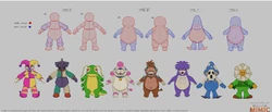 Concept art of the mascot suits.