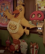 A cutout of Party Time Chica.