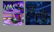 Concept art of the Stage and Glamrock Freddy's statue.