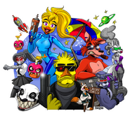 Chica seen in a group artwork for the game.