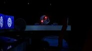 Moon peeking over the desk.