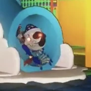 Moon coming down the slide.