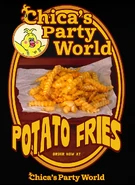 A poster of some potato fries featuring Chica.