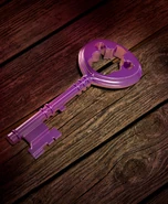 A teaser of a purple key with Freddy's head on it.
