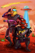 Foxy seen with Chica on their victory screen.