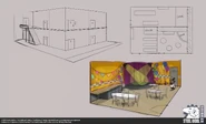 Concept art of the Daycare party rooms.