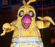 Party Time Chica's first jumpscare, but static.