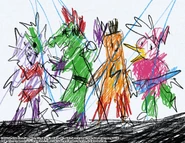 A drawing of the Glamrocks featuring Freddy.