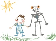 A drawing made by David featuring him and M1.